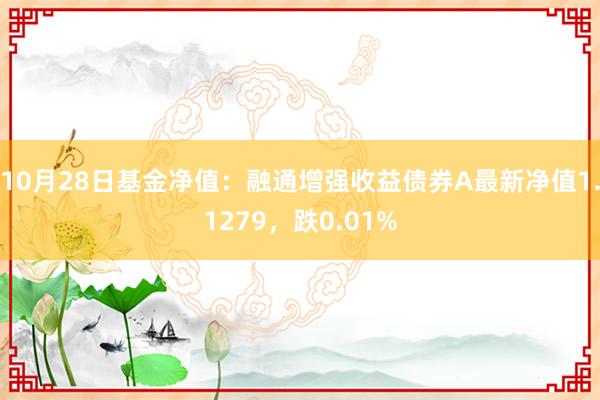 10月28日基金净值：融通增强收益债券A最新净值1.1279，跌0.01%