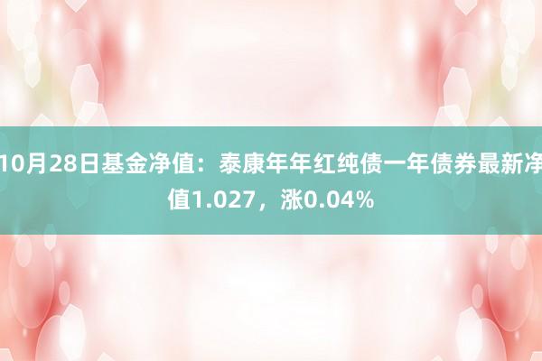 10月28日基金净值：泰康年年红纯债一年债券最新净值1.027，涨0.04%