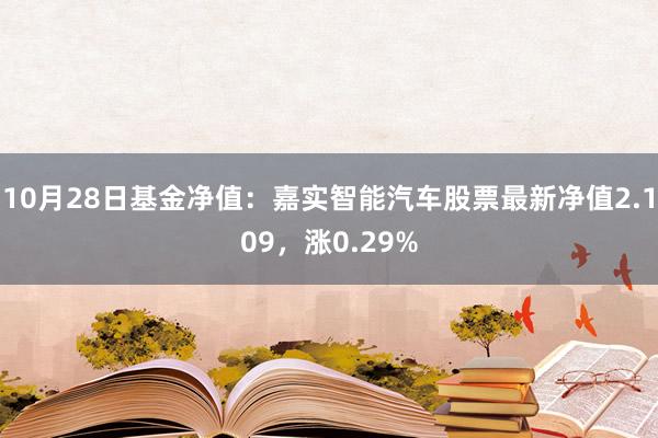 10月28日基金净值：嘉实智能汽车股票最新净值2.109，涨0.29%