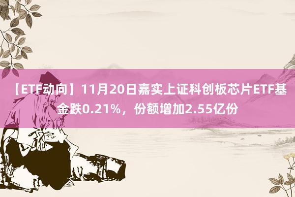 【ETF动向】11月20日嘉实上证科创板芯片ETF基金跌0.21%，份额增加2.55亿份