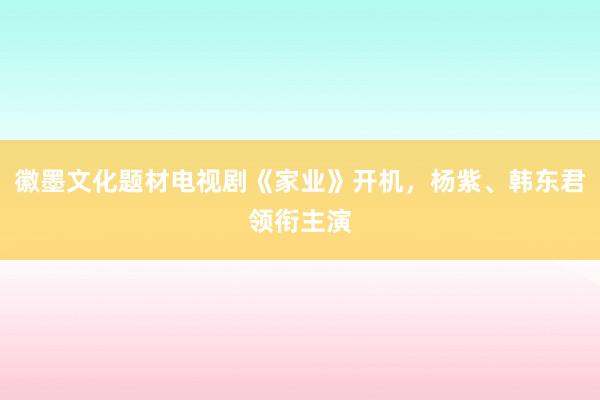 徽墨文化题材电视剧《家业》开机，杨紫、韩东君领衔主演