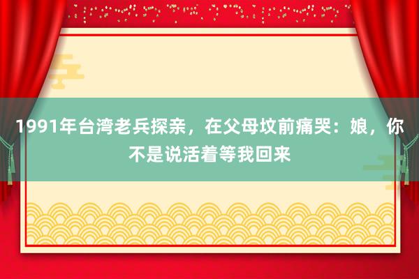 1991年台湾老兵探亲，在父母坟前痛哭：娘，你不是说活着等我回来