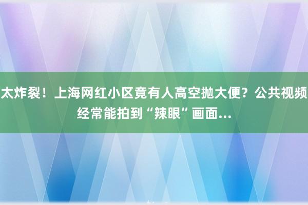 太炸裂！上海网红小区竟有人高空抛大便？公共视频经常能拍到“辣眼”画面...