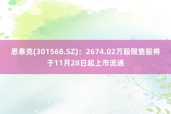 思泰克(301568.SZ)：2674.02万股限售股将于11月28日起上市流通