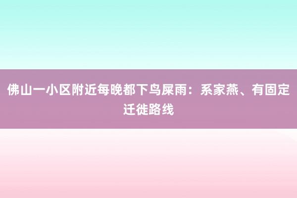 佛山一小区附近每晚都下鸟屎雨：系家燕、有固定迁徙路线