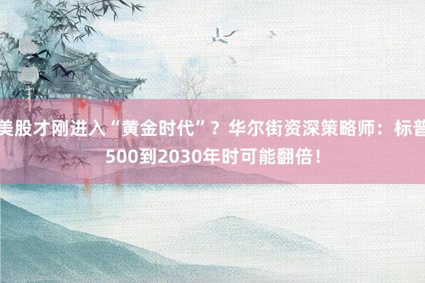 美股才刚进入“黄金时代”？华尔街资深策略师：标普500到2030年时可能翻倍！