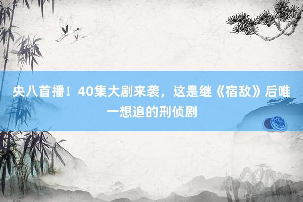 央八首播！40集大剧来袭，这是继《宿敌》后唯一想追的刑侦剧