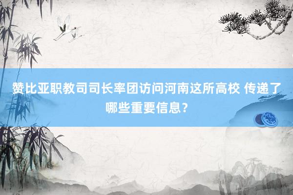 赞比亚职教司司长率团访问河南这所高校 传递了哪些重要信息？