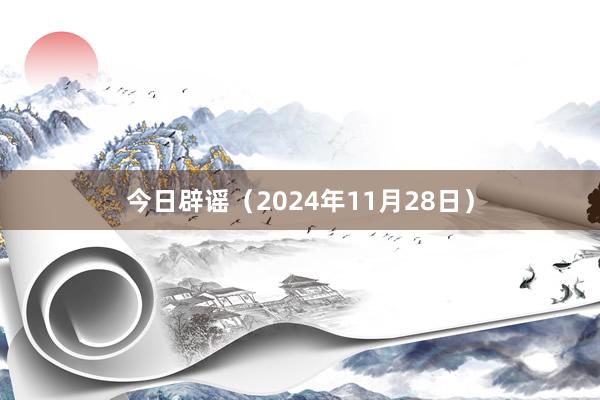 今日辟谣（2024年11月28日）