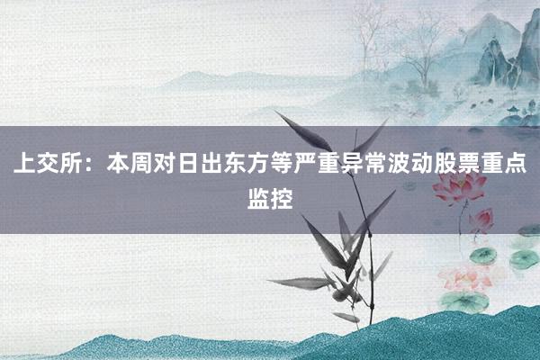 上交所：本周对日出东方等严重异常波动股票重点监控