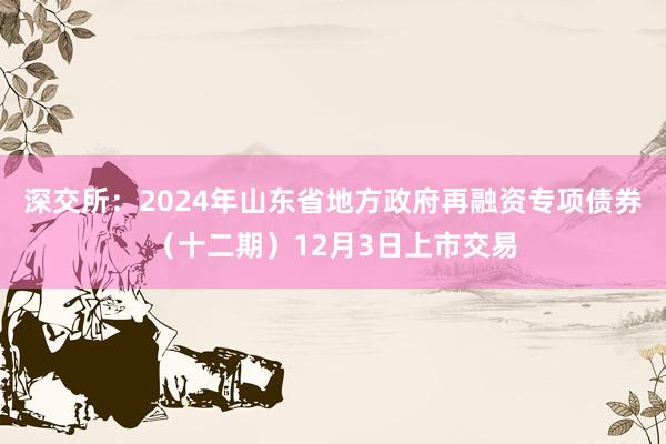 深交所：2024年山东省地方政府再融资专项债券（十二期）12月3日上市交易