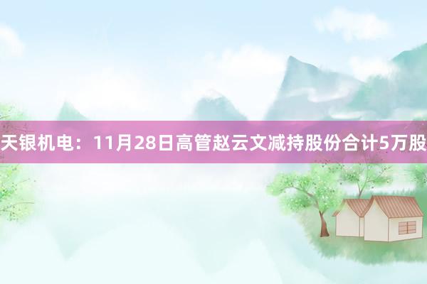 天银机电：11月28日高管赵云文减持股份合计5万股