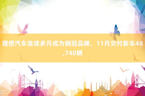 理想汽车连续多月成为销冠品牌，11月交付新车48,740辆