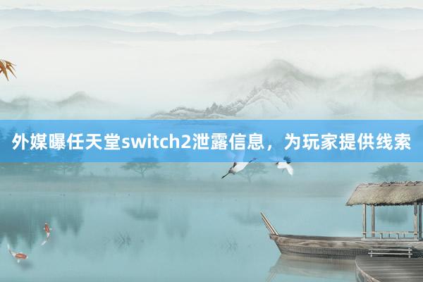 外媒曝任天堂switch2泄露信息，为玩家提供线索