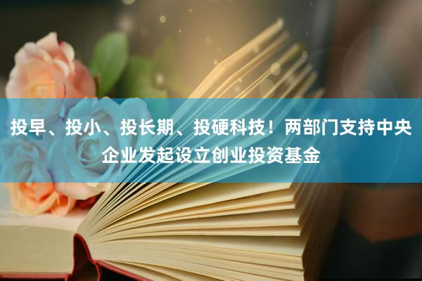 投早、投小、投长期、投硬科技！两部门支持中央企业发起设立创业投资基金