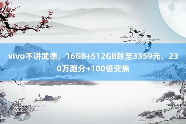 vivo不讲武德，16GB+512GB跌至3359元，230万跑分+100倍变焦