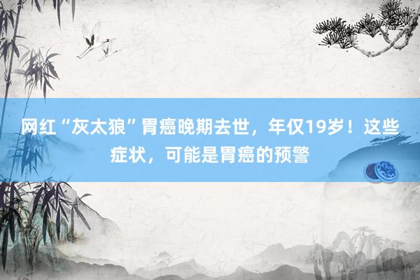 网红“灰太狼”胃癌晚期去世，年仅19岁！这些症状，可能是胃癌的预警