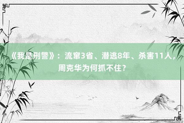 《我是刑警》：流窜3省、潜逃8年、杀害11人，周克华为何抓不住？