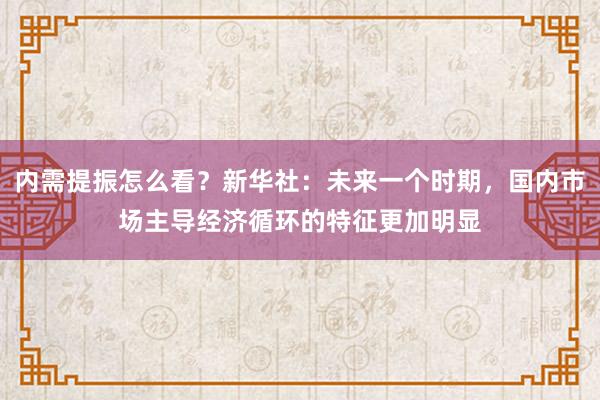 内需提振怎么看？新华社：未来一个时期，国内市场主导经济循环的特征更加明显