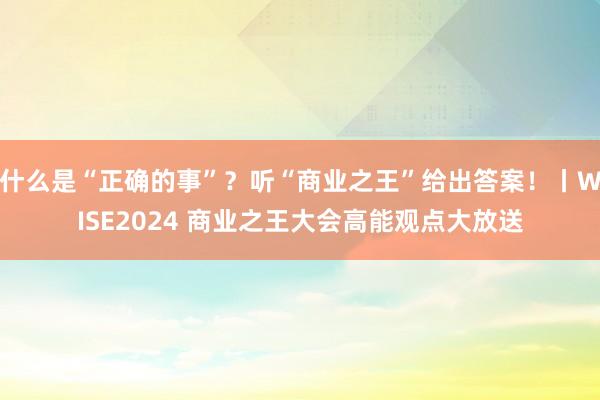 什么是“正确的事”？听“商业之王”给出答案！丨WISE2024 商业之王大会高能观点大放送