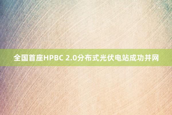 全国首座HPBC 2.0分布式光伏电站成功并网