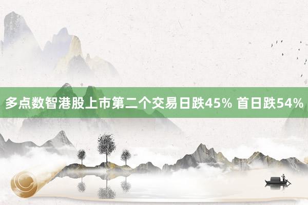 多点数智港股上市第二个交易日跌45% 首日跌54%