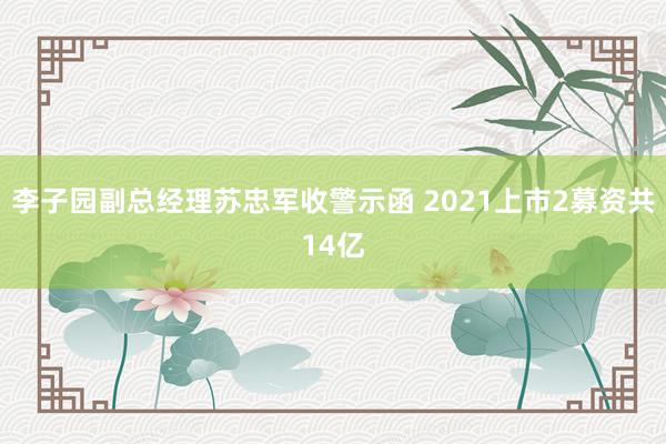 李子园副总经理苏忠军收警示函 2021上市2募资共14亿