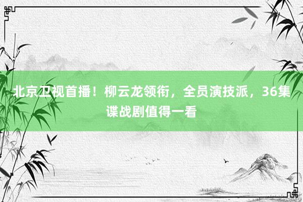 北京卫视首播！柳云龙领衔，全员演技派，36集谍战剧值得一看