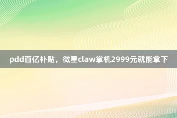 pdd百亿补贴，微星claw掌机2999元就能拿下