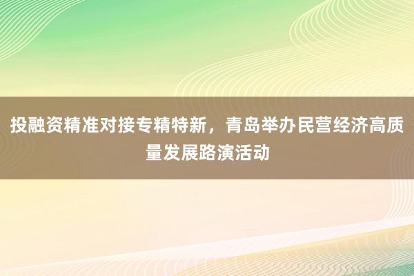 投融资精准对接专精特新，青岛举办民营经济高质量发展路演活动