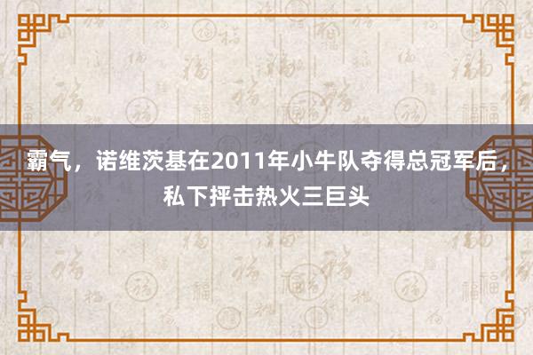 霸气，诺维茨基在2011年小牛队夺得总冠军后，私下抨击热火三巨头