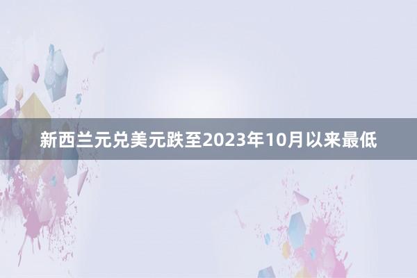 新西兰元兑美元跌至2023年10月以来最低