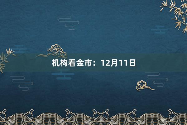 机构看金市：12月11日