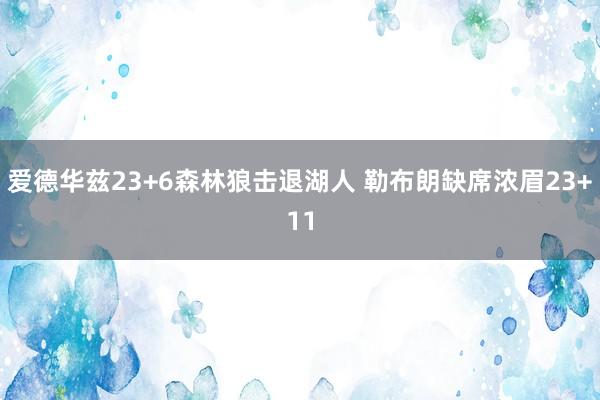 爱德华兹23+6森林狼击退湖人 勒布朗缺席浓眉23+11