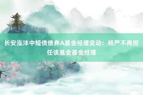 长安泓沣中短债债券A基金经理变动：杨严不再担任该基金基金经理