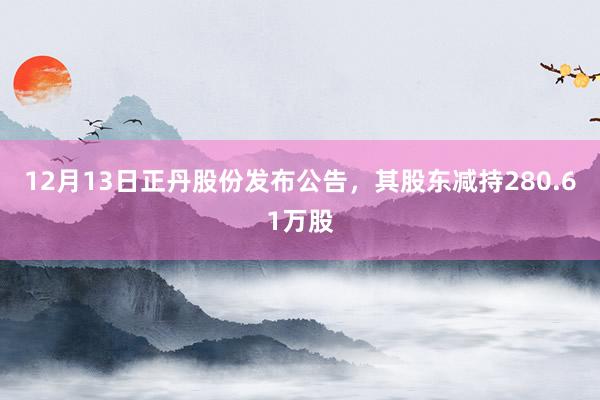 12月13日正丹股份发布公告，其股东减持280.61万股