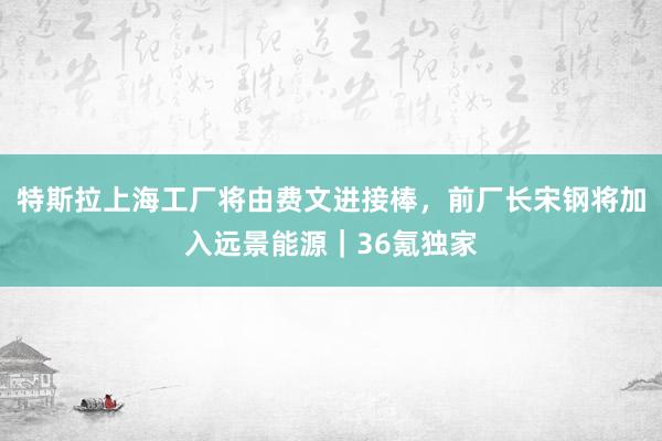 特斯拉上海工厂将由费文进接棒，前厂长宋钢将加入远景能源｜36氪独家